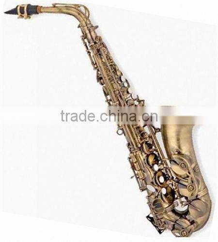 Gold lacquer Bb key bass saxophone