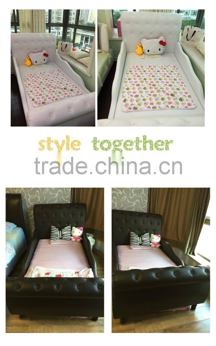 MMD01 sweet pink & blue kids single bed with guardrail 2016 alibaba new classic children kids baby furniture