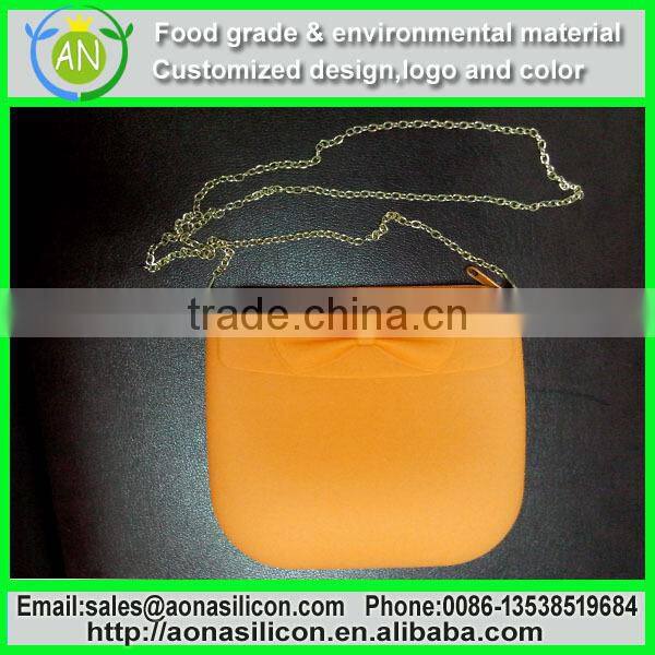Orange silicone single hand bag with customized logo