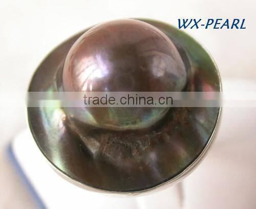 Wholesale gold wedding genuine freshwater pearl ring