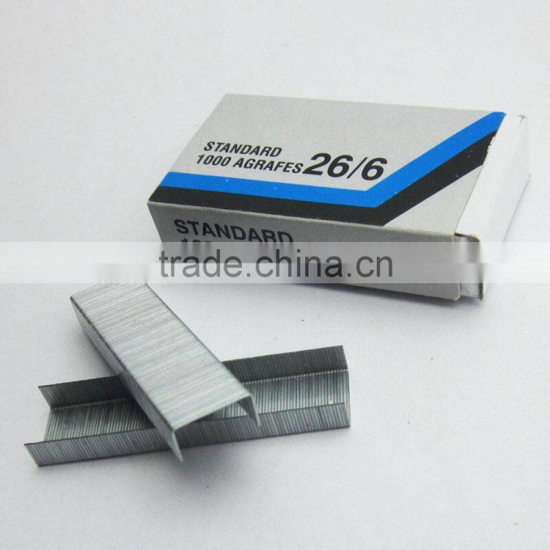Silver color galvanized standard office staples 6mm 26/6