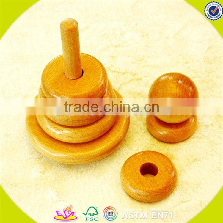 wholesale baby wooden stacking blocks toy high quality kids smooth wooden stacking blocks toy for fun W13D120