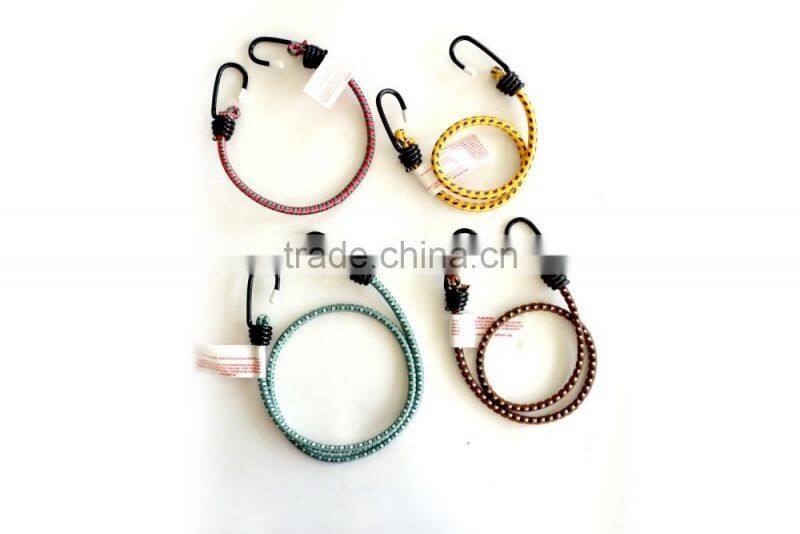8mm x 600mm LUGGAGE STRAPS BUNGEE CORD ELASTICS, High quality colorful polyester elastic luggage rope, bungee cord with hooks fo
