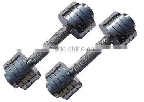 Chrome dumbbell with thread handle and rubber ring