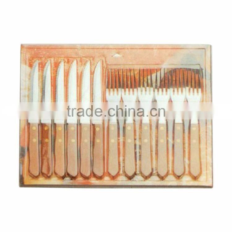 Dinnerware stainless steel steak knife & fork set for 6 people