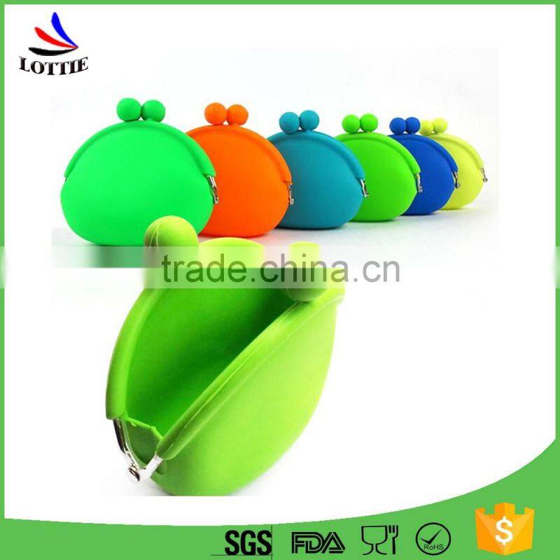 Fashion light color heart shape silicon rubber coin purse
