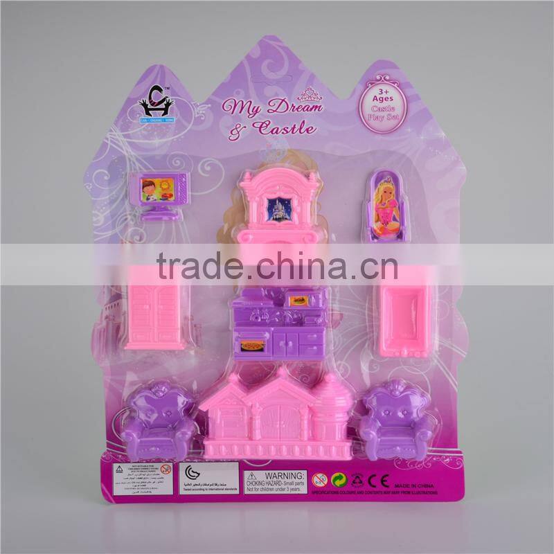 2016 new fashion kids furniture toy plastic castle play set