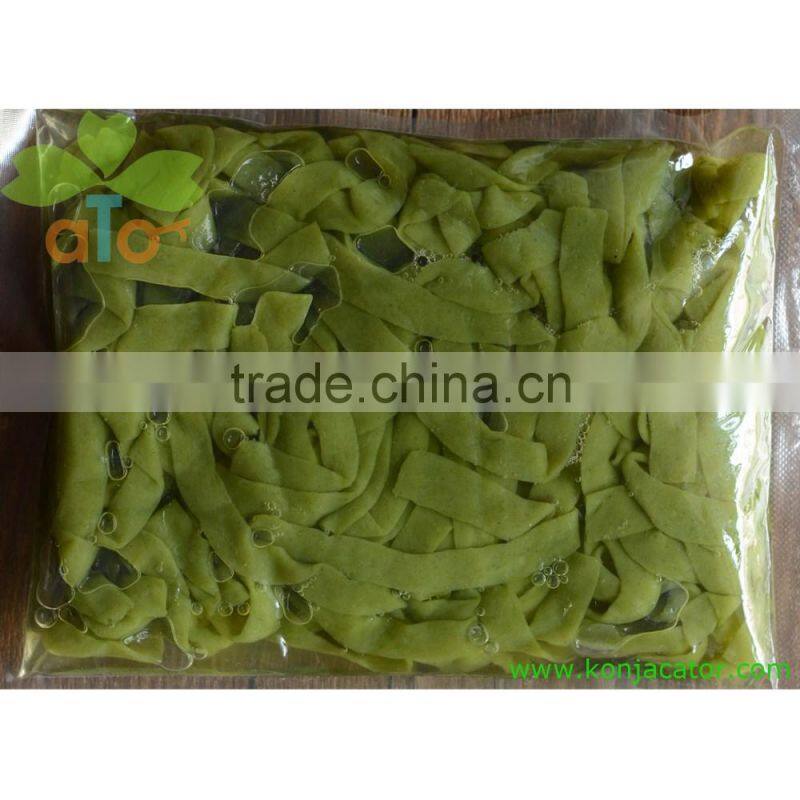 Kosher precooked konjac pasta, free of gluten, slim konyaku noodles with spinach