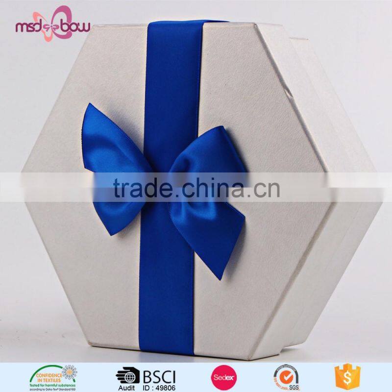 White double faced satin ribbon bow