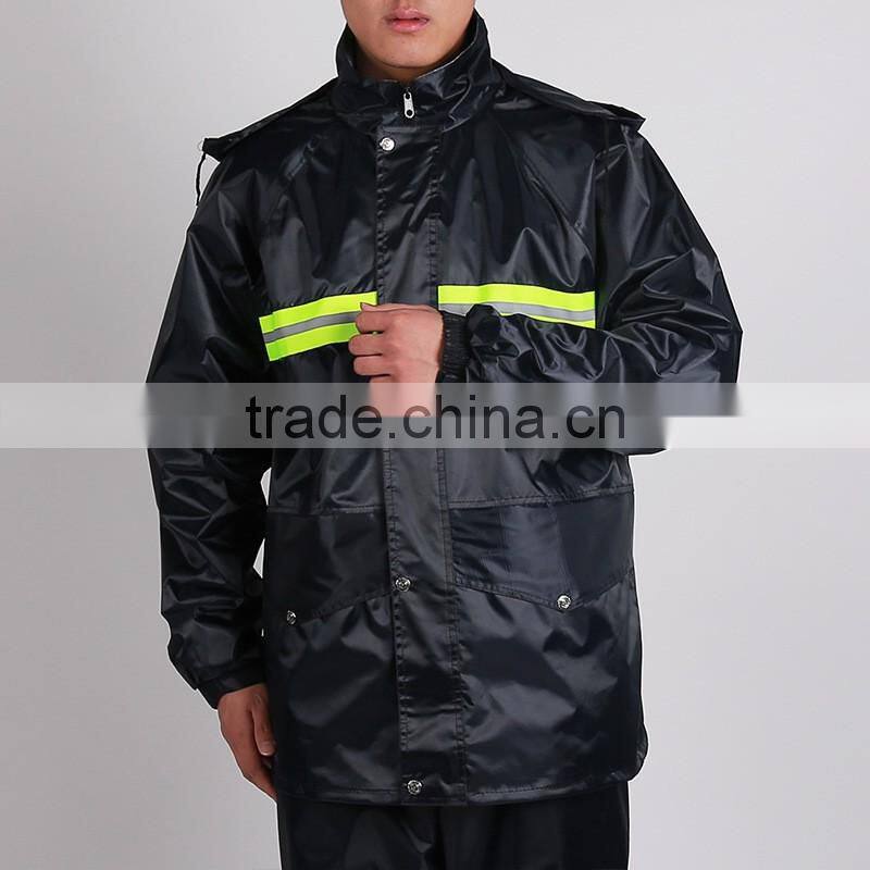 HIGH QUALITY PVC RAIN COAT WATERPROOF JACKET SUIT WITH WARNING SIGNS