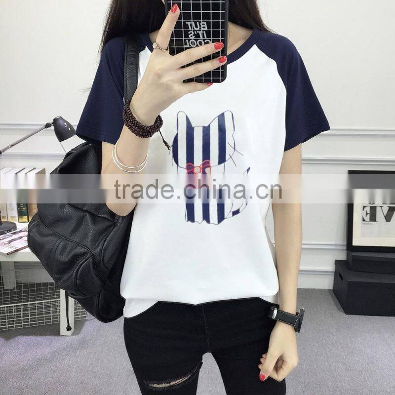 Custom Fashionable Logo Printing women Round Neck Short Sleeves T shirt