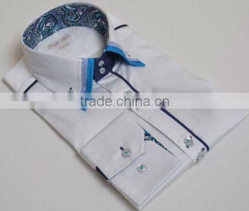 Triple collar shirts mens contrast high collar fashion fancy italian designs shirts