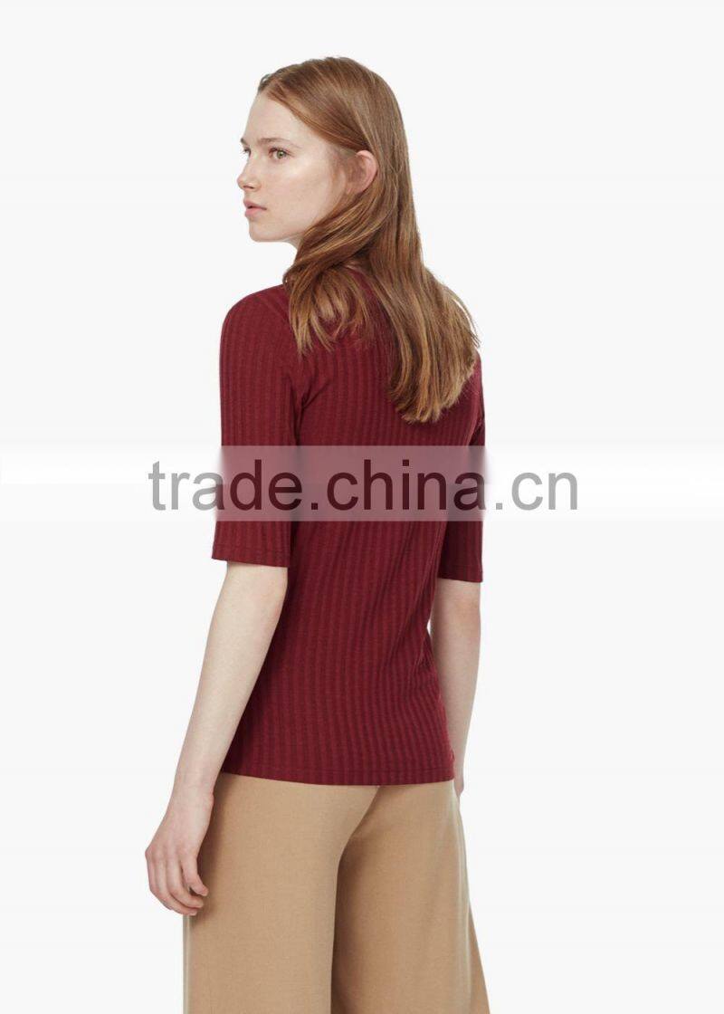 slim women t shirt design ribbed top long sleeve tight t shirt for women