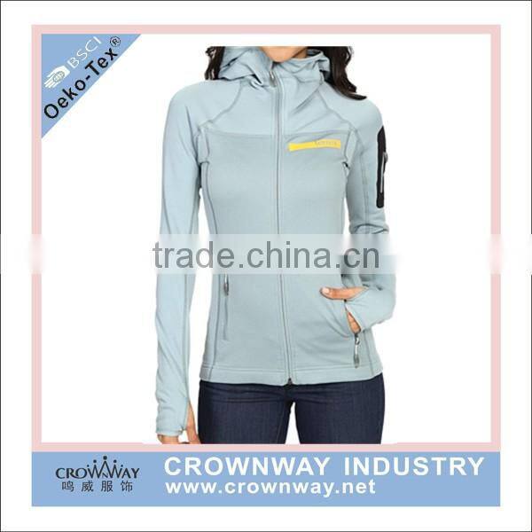 women fitness sportswear gym wear knitted running jacket with thumb hole