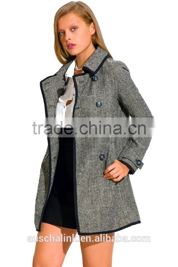 high quality new model charcoal gray wool blend women's coat