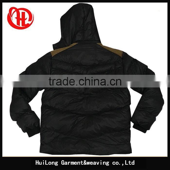 botton zipper up winter padded jacket men coat with hoody