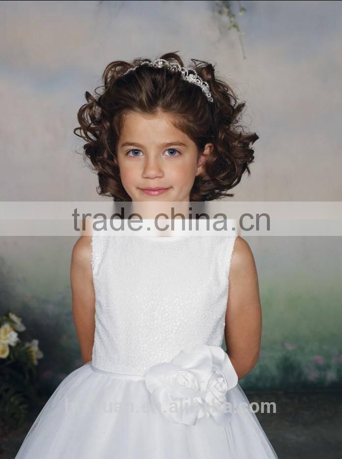white high neck baby gown sequins beaded beach flower girl dresses