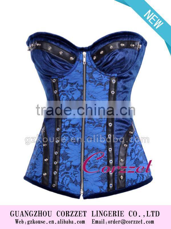 Overbust Zipper Steampunk Steel Bone Pirate Corset Tops