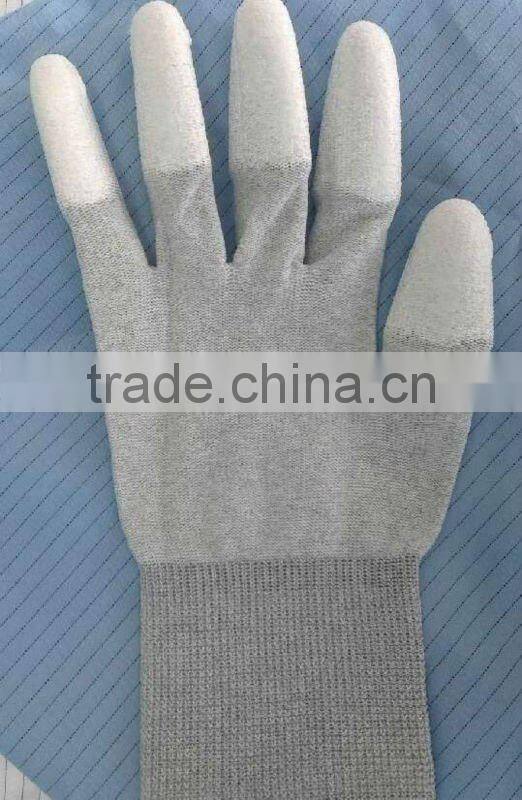 13 gauge carbon yarn esd finger coated gloves