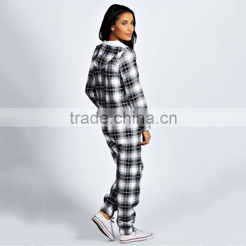 Wholesale family flannel black and white adult onesie 100 cotton
