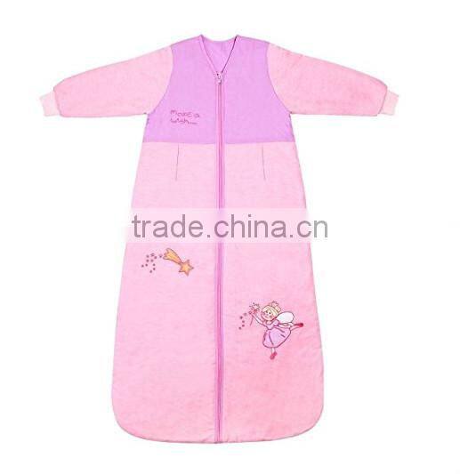 China alibaba applique wearable cotton wholesale animal baby sleeping bag with sleeves