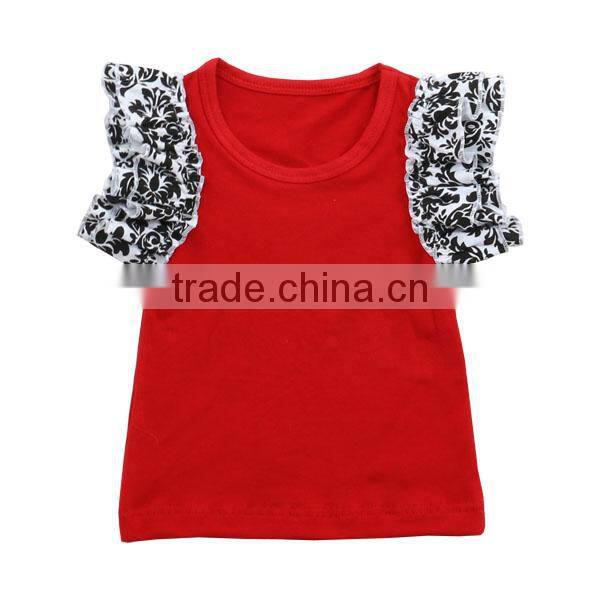 2017 girl boutique clothing t shirt baby flutter sleeves shirt girls ruffle shirt