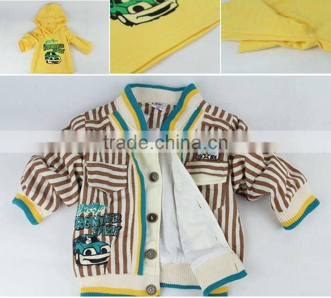 2016 New Autumn And Spring Yellow Boys Clothes Set 3Pcs: Jacket and T Shirt and Jean Pants Clothing 100% Same Like Picture