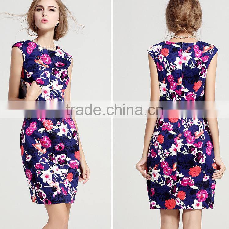 OEM fashion latest women dresses , summer casual new fashion ladies wholesale floral dress