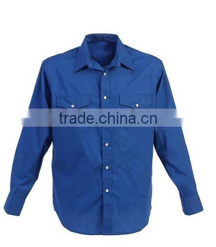 Thick solid fabric double pocket mens casual shirts