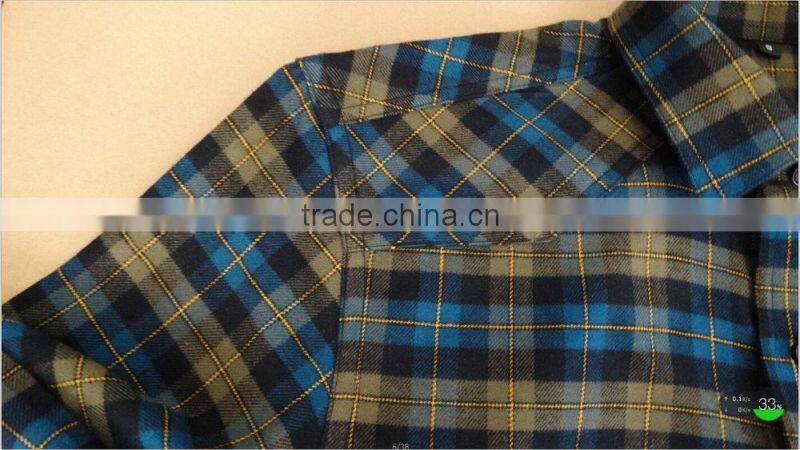 2016 new design men's lined plaid flannel shirt
