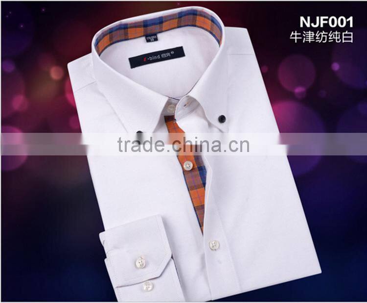 100% cotton white men's oxford cotton dress shirt