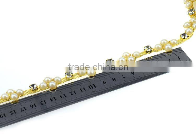New Cup Chain Crystal Rhinestone &Pearl Chain Trimming for Garment