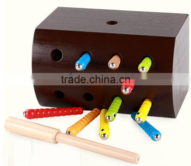 Balance exercise wooden catching worms game gifts educational toys for kids