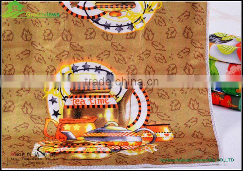 Kitchen poliester printed towel microfiber tea towel fabric linen fabric for tea towel