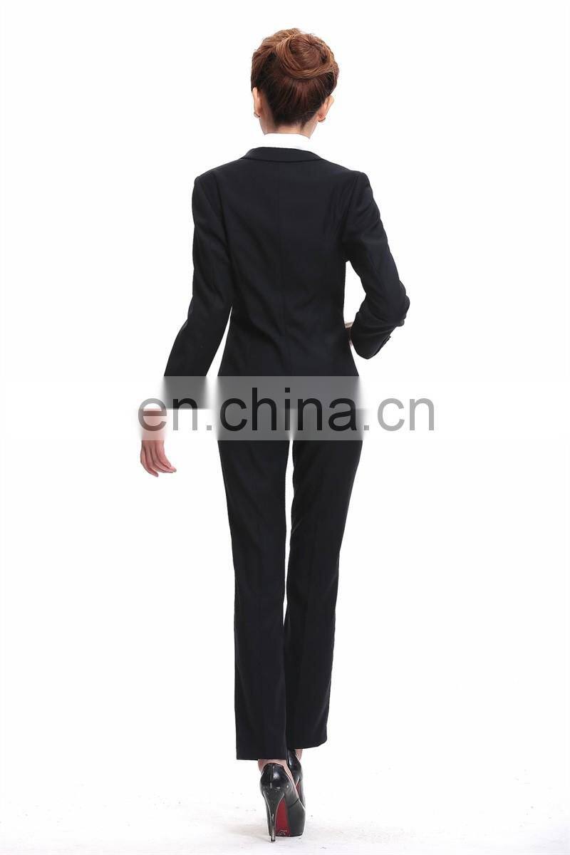Brand Quality Slim Fit 100% Polyester Customized Color Size 2 pieces Plus Size Ladies Black Formal Pant Suits Manufacturer