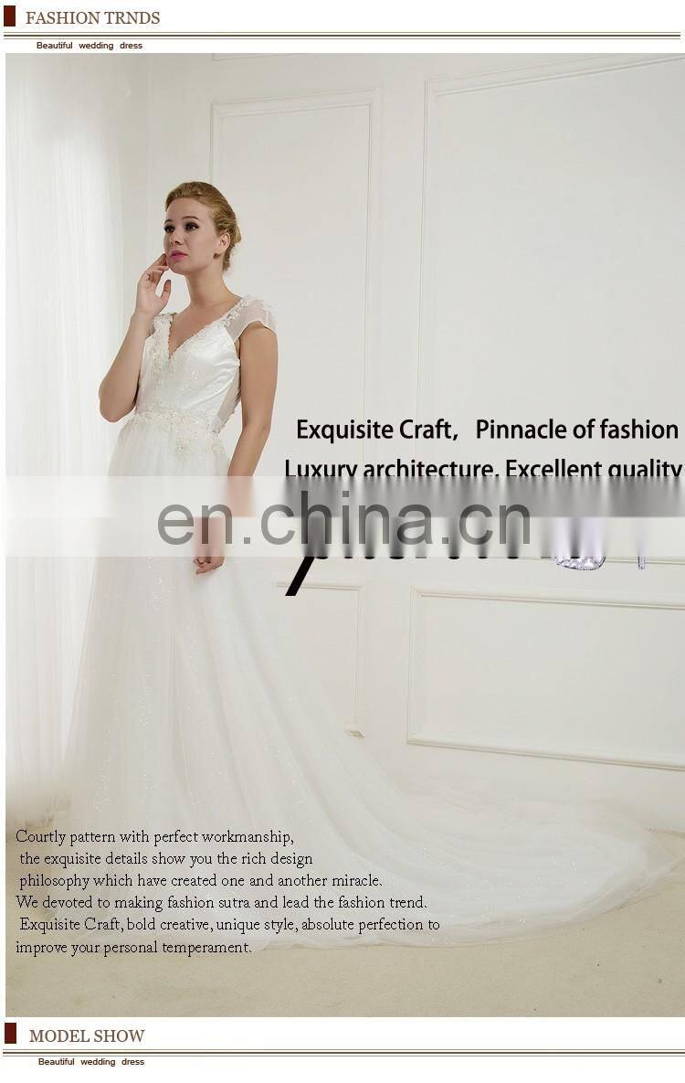 C5012 V-Neck Cap Sleeve long Length Lace evening dress for Wedding 2016