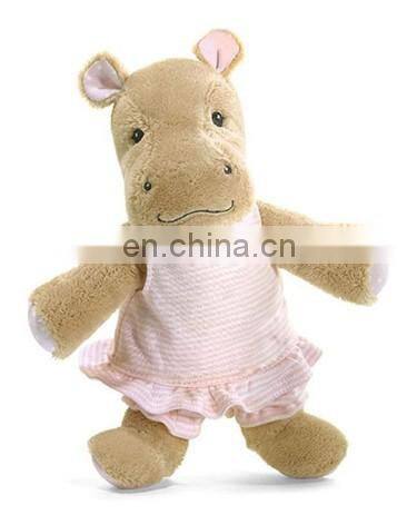 Excellent gift for baby girl as her best friend wearing pink dress plush hippo toys