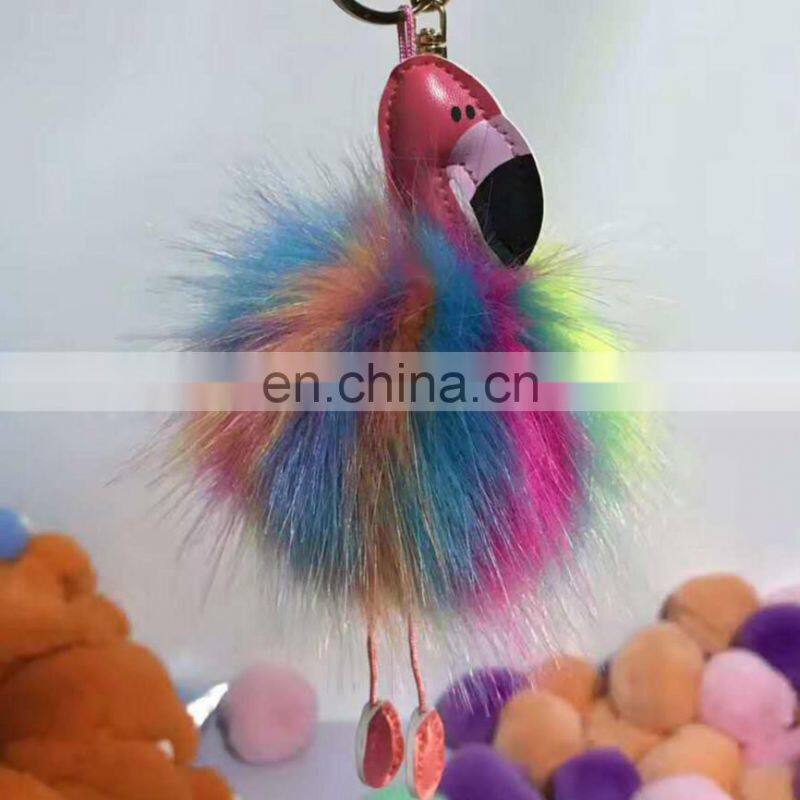 hot selling Christmas gift Cute pineapple Fur Key Chain Pom Pom Car key Ring