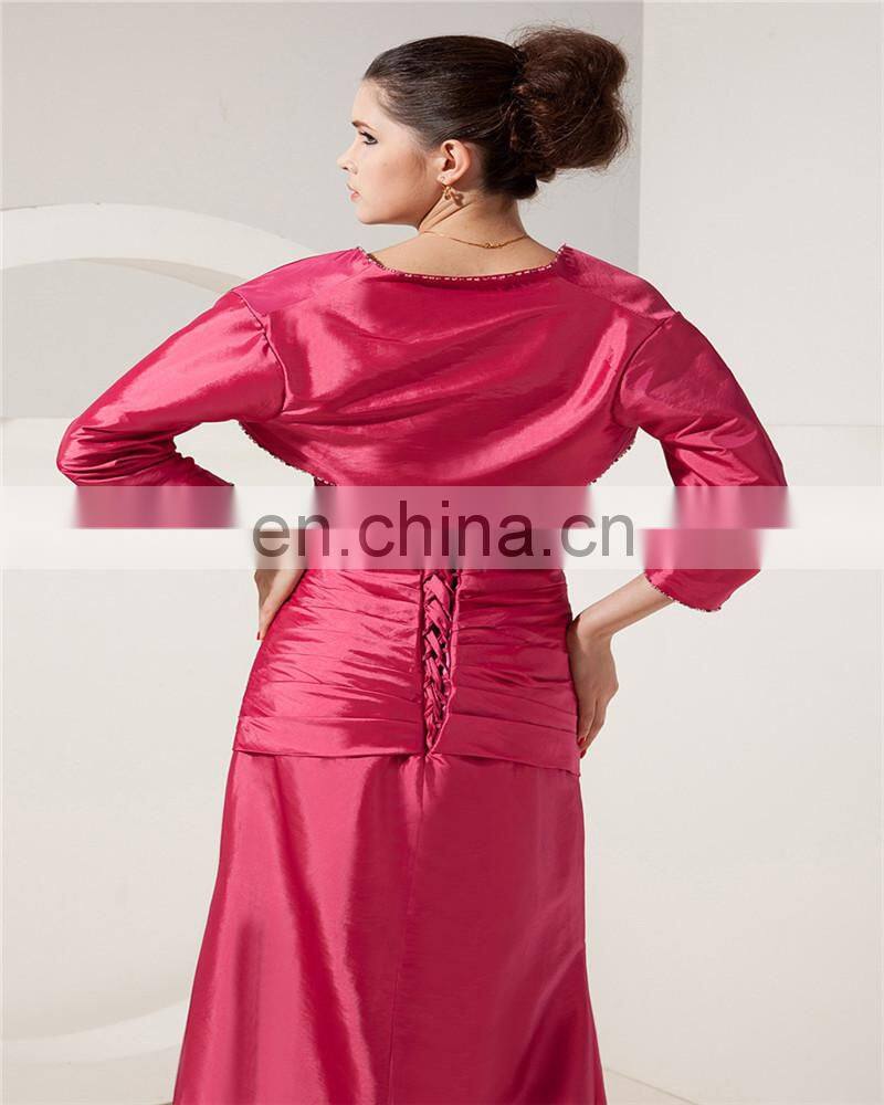 2018 Elegant Sweetheart Floor Length Evening Dress Beaded Ruched Lace-up Mother Of The Bride Dress With Jacket