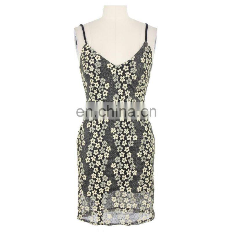 Lurex Mesh Floral Pattern Strape Ladies Evening Dress Occasion Wear