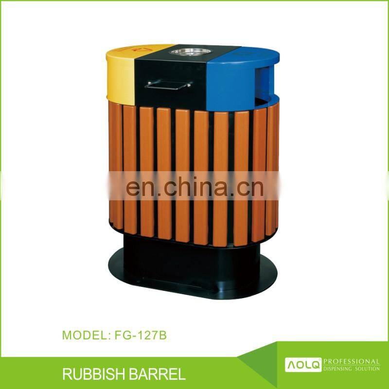 High quality galvanized sheet wood garbage rubbish handle bins recyclable trash can with lid cigarette extinguisher container
