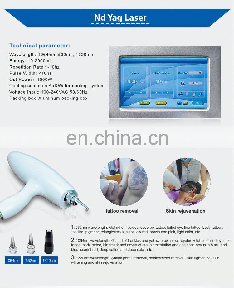 Portable Q Switched Nd Yag Laser Tattoo Removal Machine