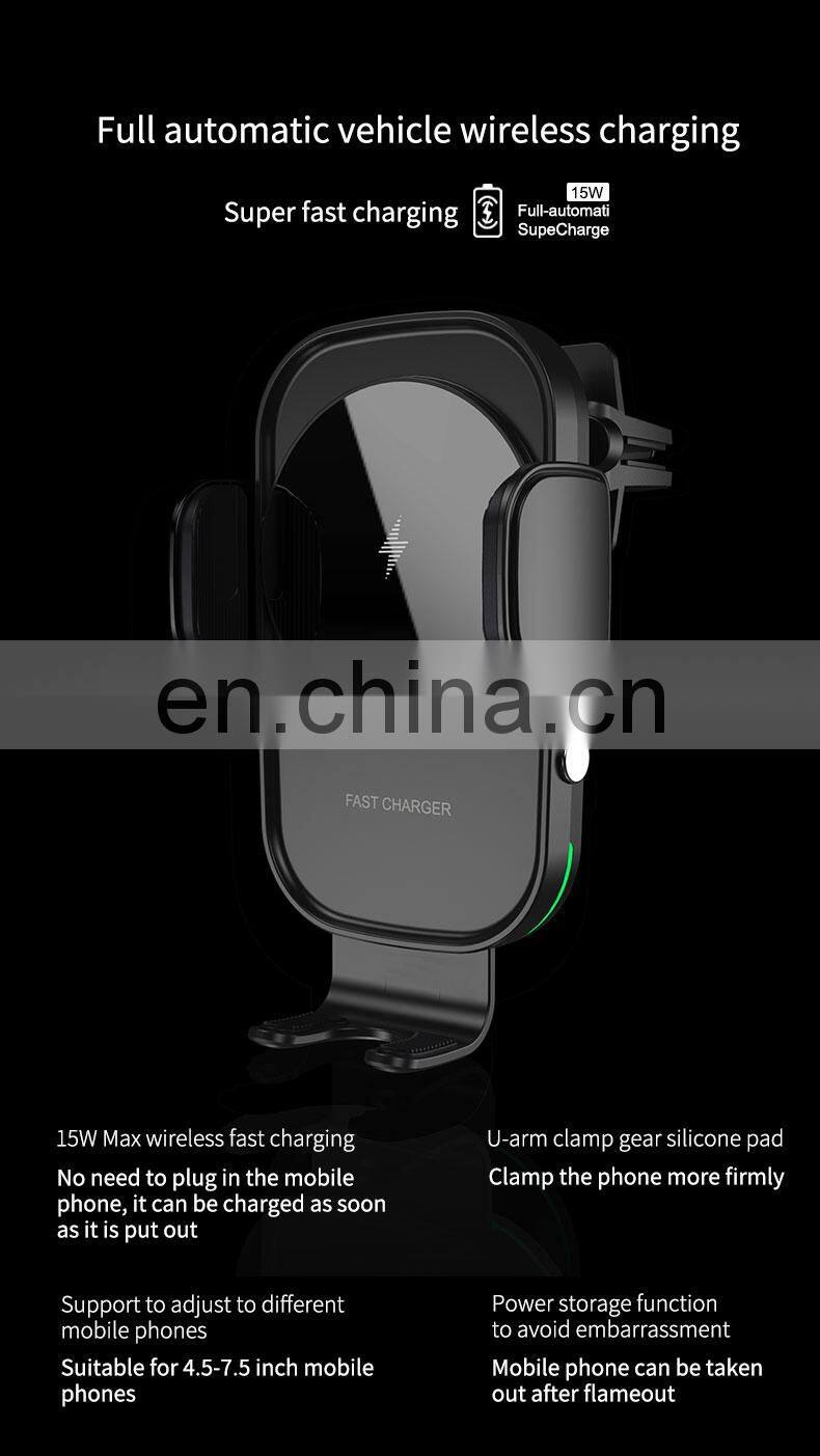 2020 New Product Car Charger Oem Wholesale Qi Certification Car Wireless Charger 10W 15W 12V Car Charger For Iphone