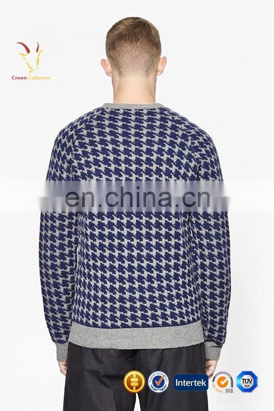 Mens fashion crewneck merino sweater stripe pullover