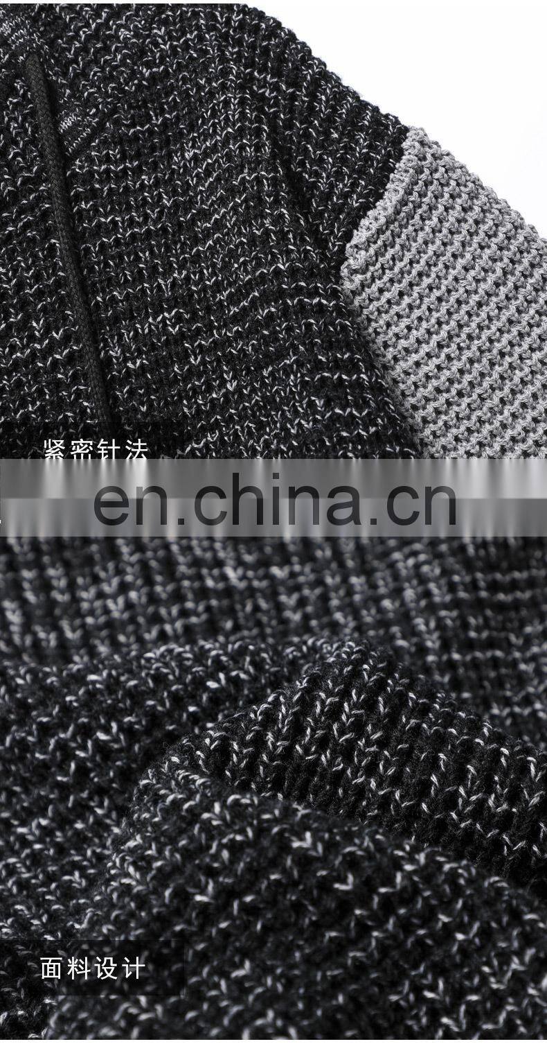 Merchant direct sale half high neck pullover hooded loose knit men's men's sweater