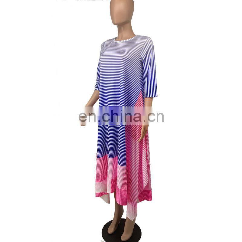 Women Fashion Dress in striped and irregular Dress