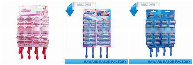 24pcs hanging card package triple blade hot sell market razor