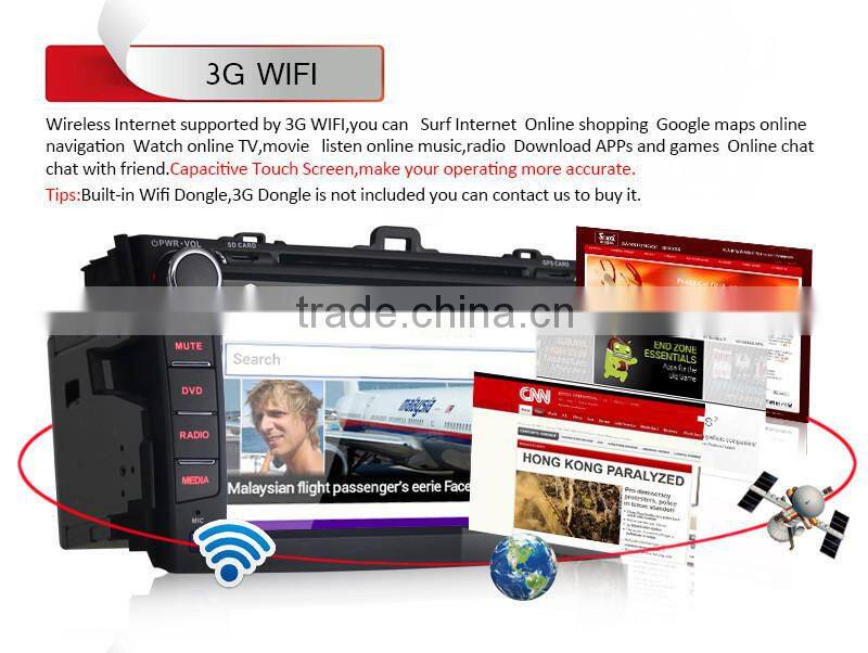 Pure Android 4.4 HDCapacitive 8" Touch Screen Car Audio Radio for Toyota corolla GPS NAVI , WIFI,BLUETOOTH,SWC,MP3,USB,SD,AUX,3G