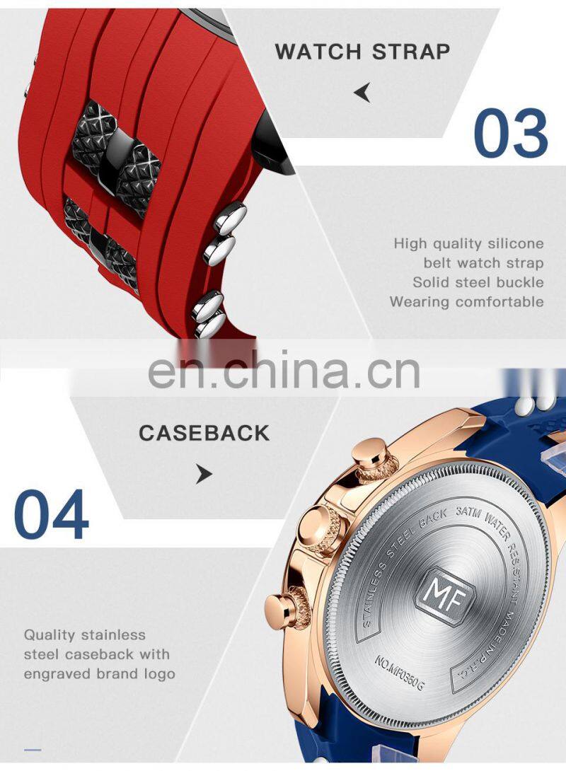 Mini Focus MF0350G New Watches Top Brand Quartz Sport Silicone Strap Mens Watches in Wristwatches Luxury