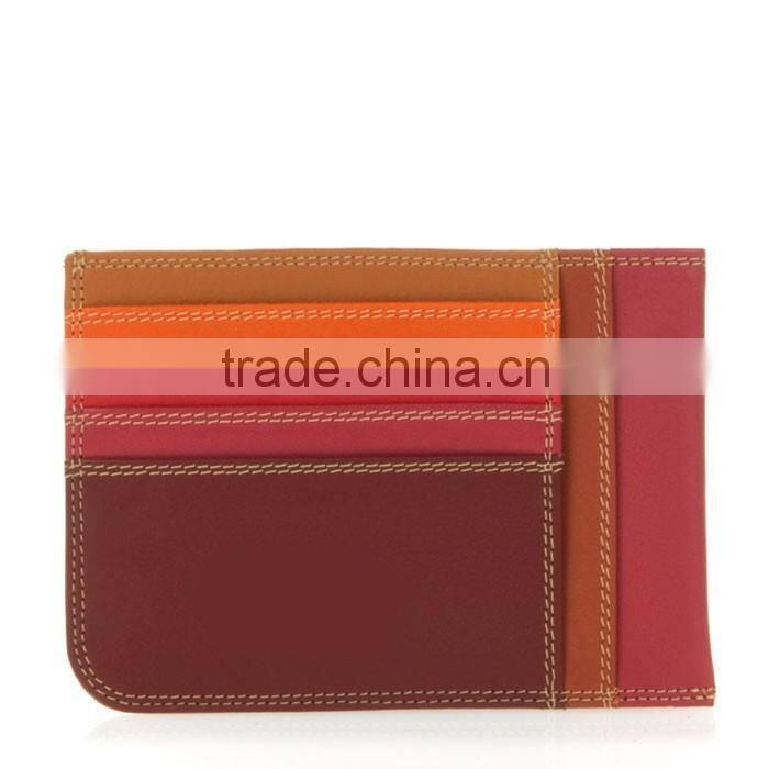 simply designed and utterly practical colorful genuine leather compact pocket wallet ID business name card holder